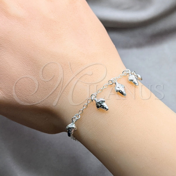 Pulsera de Dije 03.409.0100.08 Plata Rodinada, Diseño de Uva, Pulido, Tono Plateado (Grosor 01 MM, 8 Pulgadas de Largo)