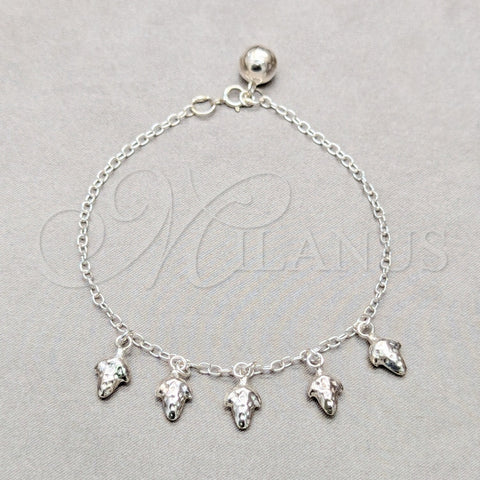 Pulsera de Dije 03.409.0100.08 Plata Rodinada, Diseño de Uva, Pulido, Tono Plateado (Grosor 01 MM, 8 Pulgadas de Largo)