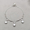 Pulsera de Dije 03.409.0101.08 Plata Rodinada, Diseño de Concha, Pulido, Tono Plateado (Grosor 01 MM, 8 Pulgadas de Largo)