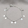 Pulsera de Dije 03.409.0102.08 Plata Rodinada, Diseño de Sol, Pulido, Tono Plateado (Grosor 01 MM, 8 Pulgadas de Largo)