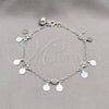 Pulsera de Dije 03.409.0102.08 Plata Rodinada, Diseño de Sol, Pulido, Tono Plateado (Grosor 01 MM, 8 Pulgadas de Largo)