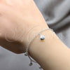 Pulsera de Dije 03.409.0104.08 Plata Rodinada, Diseño de Concha, Pulido, Tono Plateado (Grosor 01 MM, 8 Pulgadas de Largo)