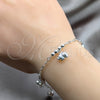 Pulsera de Dije 03.409.0107.08 Plata Rodinada, Diseño de Elefante y Bola, Pulido, Tono Plateado (Grosor 01 MM, 8 Pulgadas de Largo)