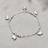 Pulsera de Dije 03.409.0107.08 Plata Rodinada, Diseño de Elefante y Bola, Pulido, Tono Plateado (Grosor 01 MM, 8 Pulgadas de Largo)