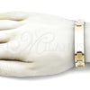 Pulsera Solida 03.114.0338.08 Acero Inoxidable, Diseño de Llave Griega, Pulido, Tono Dorado (13 MM Thickness, 8 Inches Length)