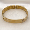 Pulsera Solida 03.114.0338.08 Acero Inoxidable, Diseño de Llave Griega, Pulido, Tono Dorado (13 MM Thickness, 8 Inches Length)