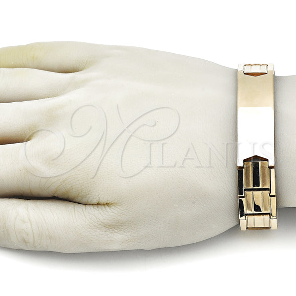 Pulsera Solida 03.114.0355.3.08 Acero Inoxidable, Pulido, Tono Dorado (15 MM Thickness, 8 Inches Length)
