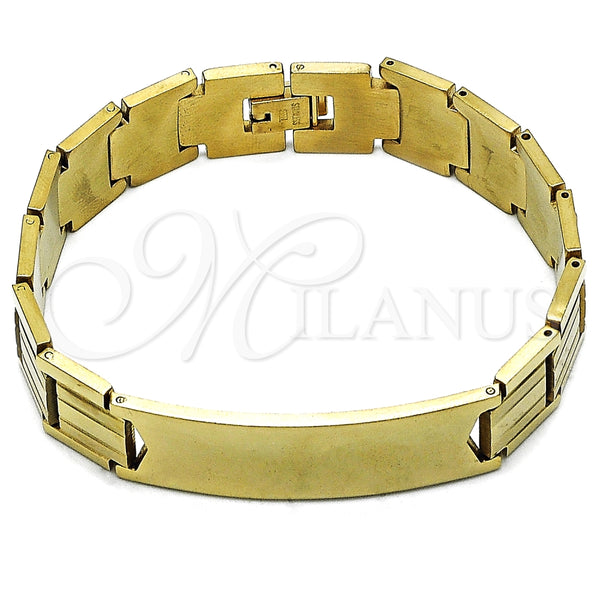 Pulsera Solida 03.114.0355.3.08 Acero Inoxidable, Pulido, Tono Dorado (15 MM Thickness, 8 Inches Length)