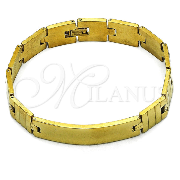 Pulsera Solida 03.114.0238.2.09 Acero Inoxidable, Pulido, Tono Dorado (13 MM Thickness, 9 Inches Length)