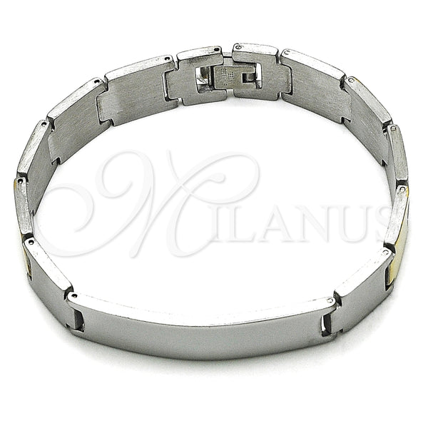 Pulsera Solida 03.114.0242.2.08 Acero Inoxidable, Pulido, Dos Tonos (12 MM Thickness, 9 Inches Length)