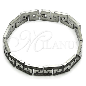 Pulsera Solida 03.114.0277.4.08 Acero Inoxidable, Diseño de Llave Griega, Pulido, Dos Tonos (11 MM Thickness, 8 Inches Length)