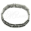 Pulsera Solida 03.114.0277.4.08 Acero Inoxidable, Diseño de Llave Griega, Pulido, Dos Tonos (11 MM Thickness, 8 Inches Length)
