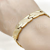 Pulsera Solida 5.246.005.1.08 Oro Laminado, Diseño de Besos y Abrazos, Pulido, Tono Dorado (12 MM Thickness, 9 Inches Length)