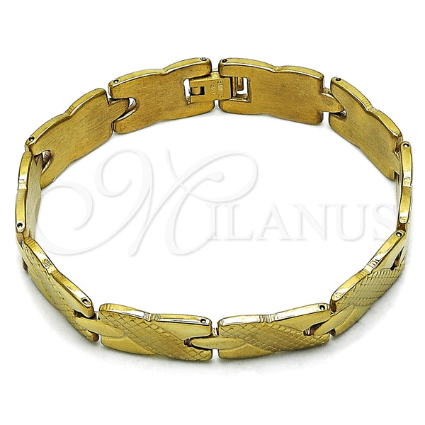 Pulsera Solida 5.246.005.1.08 Oro Laminado, Diseño de Besos y Abrazos, Pulido, Tono Dorado (12 MM Thickness, 9 Inches Length)