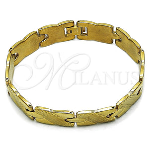 Pulsera Solida 5.246.005.1.08 Oro Laminado, Diseño de Besos y Abrazos, Pulido, Tono Dorado (12 MM Thickness, 9 Inches Length)