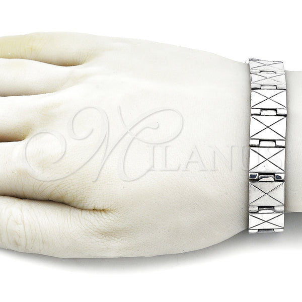 Pulsera Solida 03.114.0305.09 Acero Inoxidable, Pulido, Tono Plateado (14 MM Thickness, 9 Inches Length)
