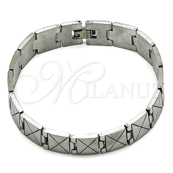 Pulsera Solida 03.114.0305.09 Acero Inoxidable, Pulido, Tono Plateado (14 MM Thickness, 9 Inches Length)