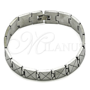 Pulsera Solida 03.114.0305.09 Acero Inoxidable, Pulido, Tono Plateado (14 MM Thickness, 9 Inches Length)
