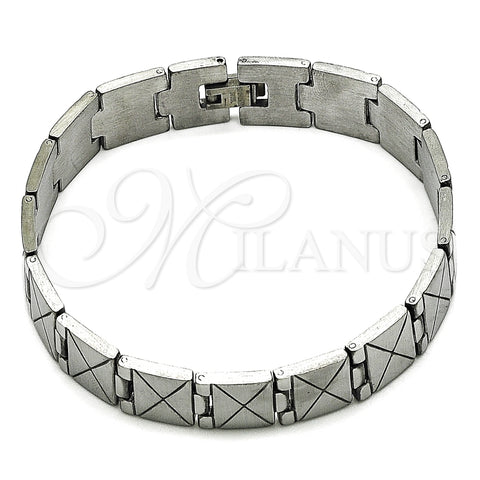 Pulsera Solida 03.114.0305.09 Acero Inoxidable, Pulido, Tono Plateado (14 MM Thickness, 9 Inches Length)