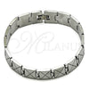 Pulsera Solida 03.114.0305.09 Acero Inoxidable, Pulido, Tono Plateado (14 MM Thickness, 9 Inches Length)