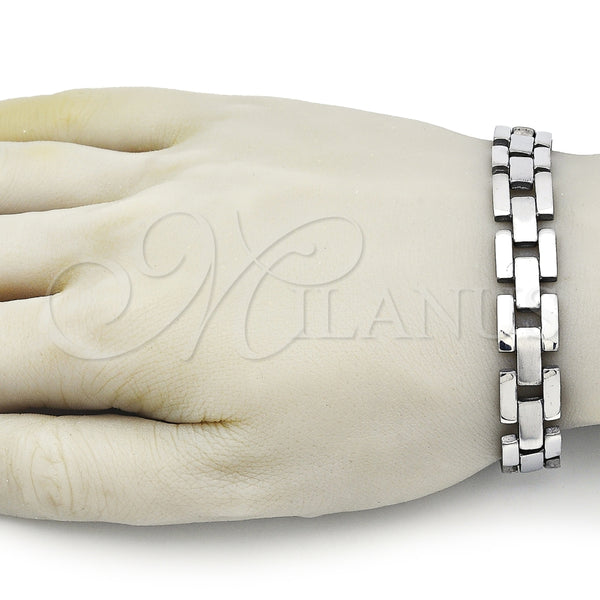 Pulsera Solida 03.114.0306.2.09 Acero Inoxidable, Pulido, Tono Plateado (12 MM Thickness, 8 Inches Length)