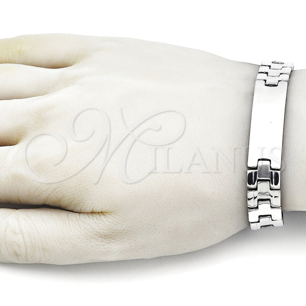 Pulsera Solida 03.114.0343.1.09 Acero Inoxidable, Pulido, Tono Plateado (13 MM Thickness, 9 Inches Length)