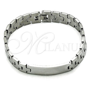 Pulsera Solida 03.114.0343.1.09 Acero Inoxidable, Pulido, Tono Plateado (13 MM Thickness, 9 Inches Length)