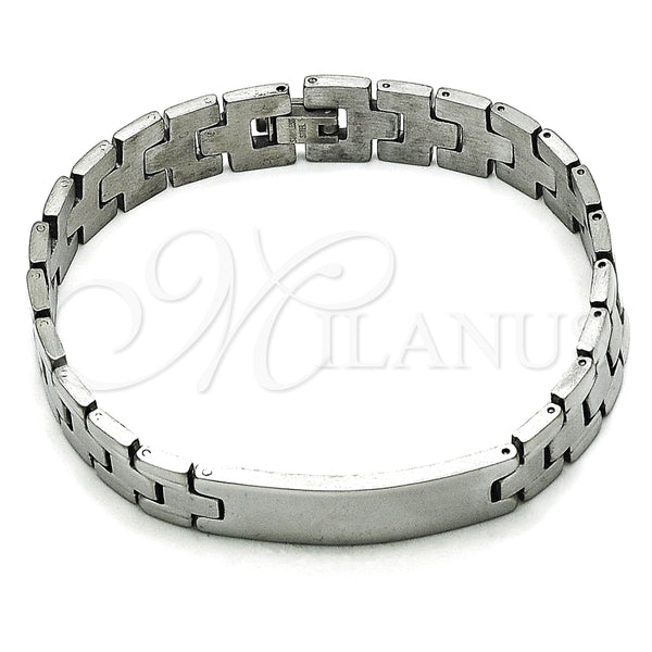 Pulsera Solida 03.114.0343.1.09 Acero Inoxidable, Pulido, Tono Plateado (13 MM Thickness, 9 Inches Length)