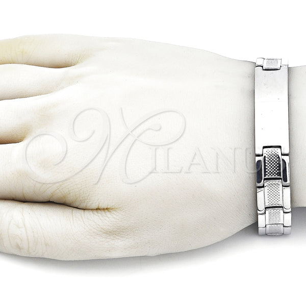 Pulsera Solida 03.114.0376.3.08 Acero Inoxidable, Pulido, Tono Plateado (13 MM Thickness, 8 Inches Length)