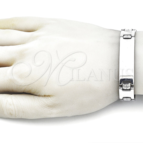 Pulsera Solida 03.114.0245.2.09 Acero Inoxidable, Pulido, Tono Plateado (13 MM Thickness, 9 Inches Length)