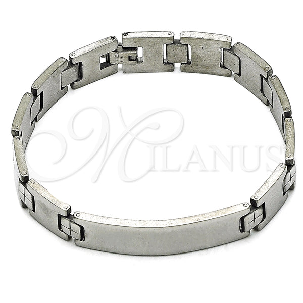 Pulsera Solida 03.114.0245.2.09 Acero Inoxidable, Pulido, Tono Plateado (13 MM Thickness, 9 Inches Length)