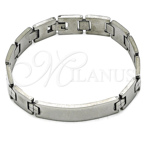 Pulsera Solida 03.114.0245.2.09 Acero Inoxidable, Pulido, Tono Plateado (13 MM Thickness, 9 Inches Length)
