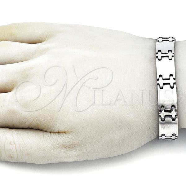 Pulsera Solida 03.114.0265.1.08 Acero Inoxidable, Pulido, Tono Plateado (12 MM Thickness, 8 Inches Length)
