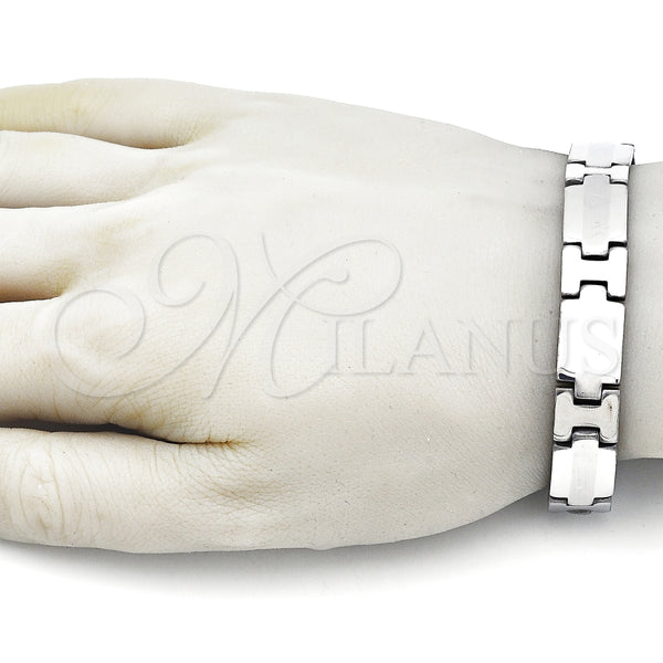 Pulsera Solida 03.114.0372.2.08 Acero Inoxidable, Pulido, Tono Plateado (12 MM Thickness, 8 Inches Length)