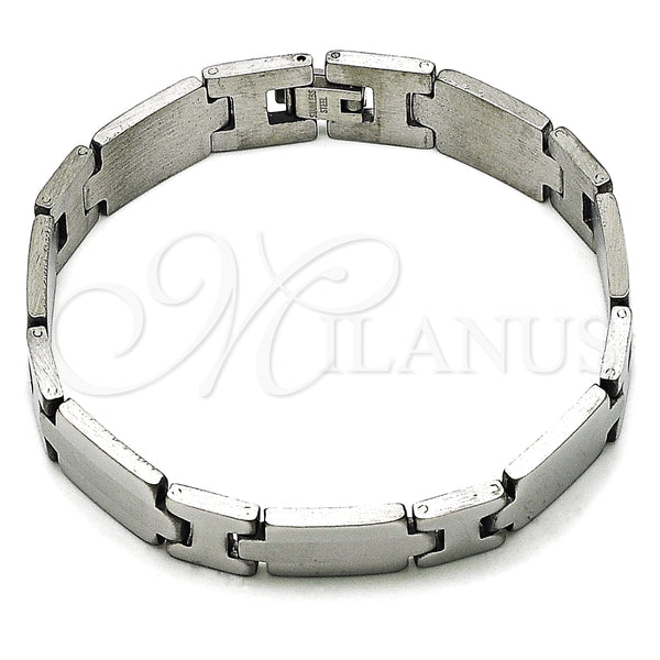 Pulsera Solida 03.114.0372.2.08 Acero Inoxidable, Pulido, Tono Plateado (12 MM Thickness, 8 Inches Length)