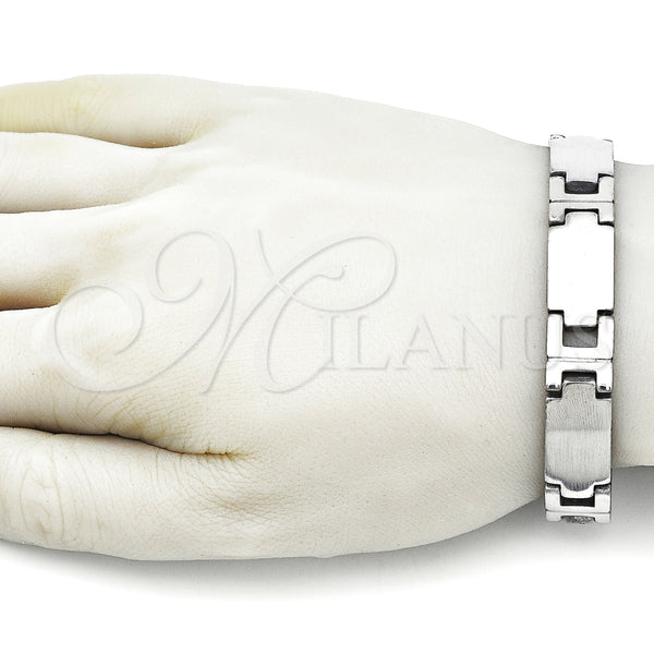 Pulsera Solida 03.114.0340.2.08 Acero Inoxidable, Pulido, Tono Plateado (12 MM Thickness, 8 Inches Length)