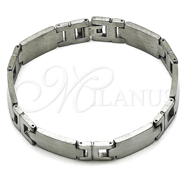 Pulsera Solida 03.114.0340.2.08 Acero Inoxidable, Pulido, Tono Plateado (12 MM Thickness, 8 Inches Length)