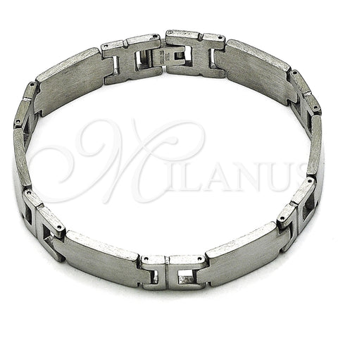 Pulsera Solida 03.114.0340.2.08 Acero Inoxidable, Pulido, Tono Plateado (12 MM Thickness, 8 Inches Length)