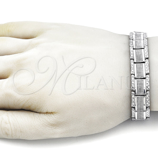 Pulsera Solida 5.244.002.1.08 Acero Inoxidable, Pulido, Tono Plateado (13 MM Thickness, 8 Inches Length)