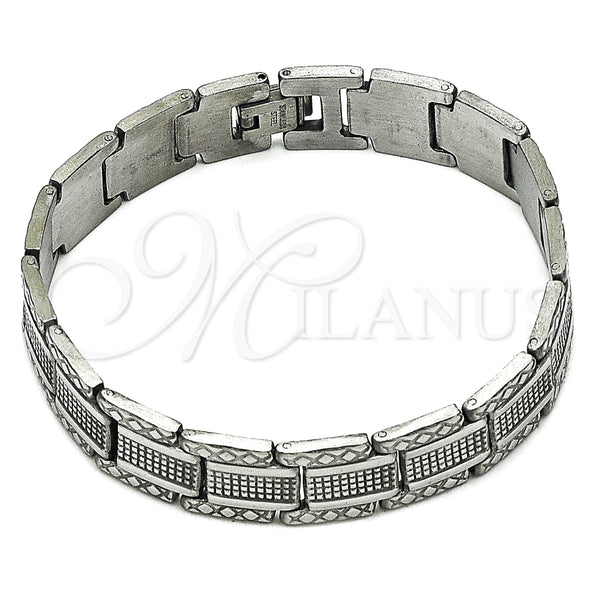 Pulsera Solida 5.244.002.1.08 Acero Inoxidable, Pulido, Tono Plateado (13 MM Thickness, 8 Inches Length)