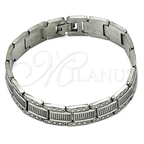 Pulsera Solida 5.244.002.1.08 Acero Inoxidable, Pulido, Tono Plateado (13 MM Thickness, 8 Inches Length)