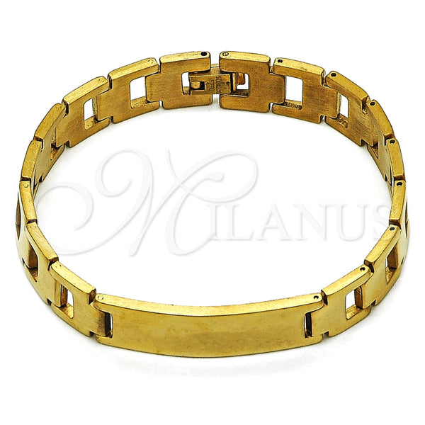 Pulsera Solida 03.114.0394.08 Acero Inoxidable, Pulido, Tono Dorado (12 MM Thickness, 8 Inches Length)