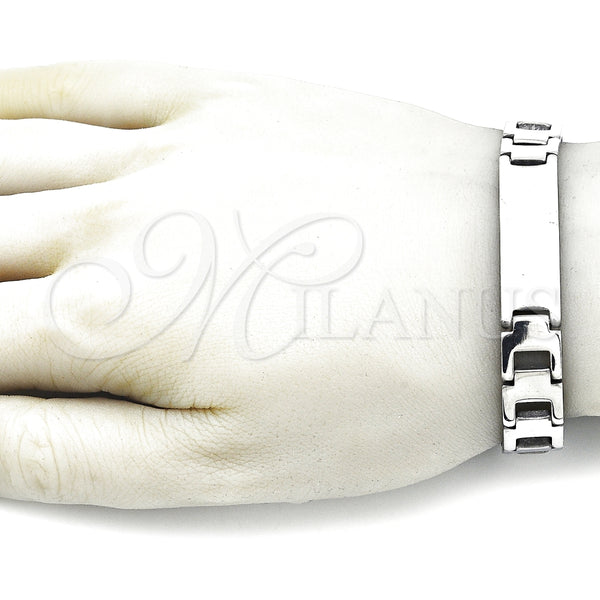 Pulsera Solida 03.114.0394.1.08 Acero Inoxidable, Pulido, Tono Plateado (12 MM Thickness, 8 Inches Length)