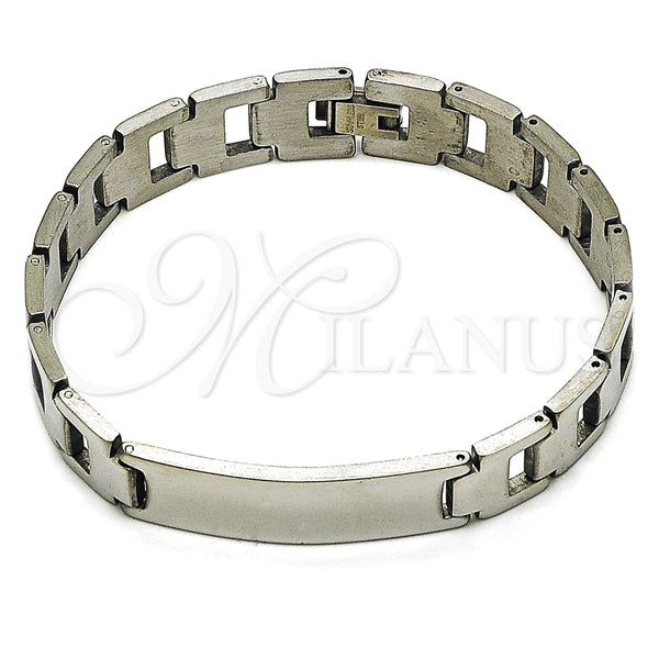 Pulsera Solida 03.114.0394.1.08 Acero Inoxidable, Pulido, Tono Plateado (12 MM Thickness, 8 Inches Length)