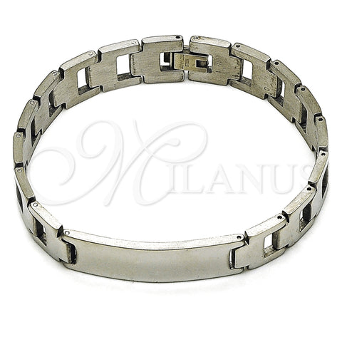 Pulsera Solida 03.114.0394.1.08 Acero Inoxidable, Pulido, Tono Plateado (12 MM Thickness, 8 Inches Length)