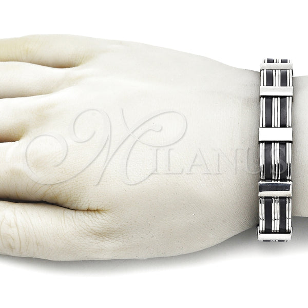 Pulsera Solida 03.114.0395.09 Acero Inoxidable, Pulido, Tono Plateado (13 MM Thickness, 9 Inches Length)