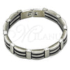 Pulsera Solida 03.114.0395.09 Acero Inoxidable, Pulido, Tono Plateado (13 MM Thickness, 9 Inches Length)