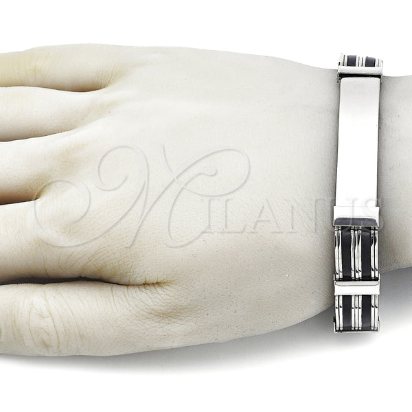 Pulsera Solida 03.114.0395.1.08 Acero Inoxidable, Pulido, Tono Plateado (13 MM Thickness, 9 Inches Length)