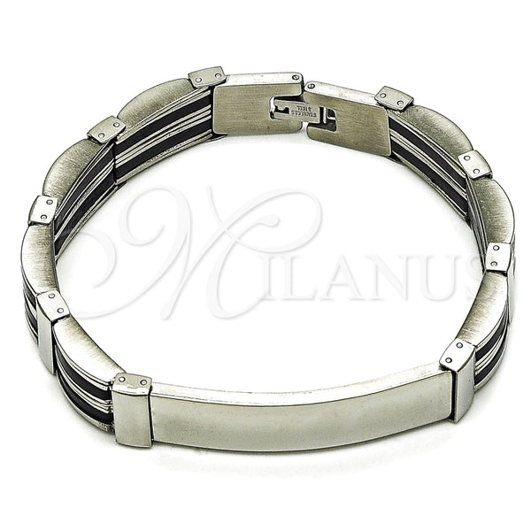 Pulsera Solida 03.114.0395.1.08 Acero Inoxidable, Pulido, Tono Plateado (13 MM Thickness, 9 Inches Length)
