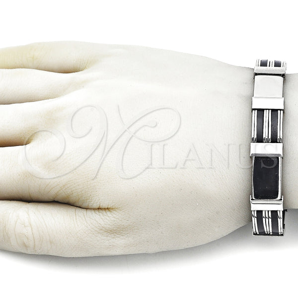 Pulsera Solida 03.114.0396.09 Acero Inoxidable, Pulido, Tono Plateado (13 MM Thickness, 9 Inches Length)